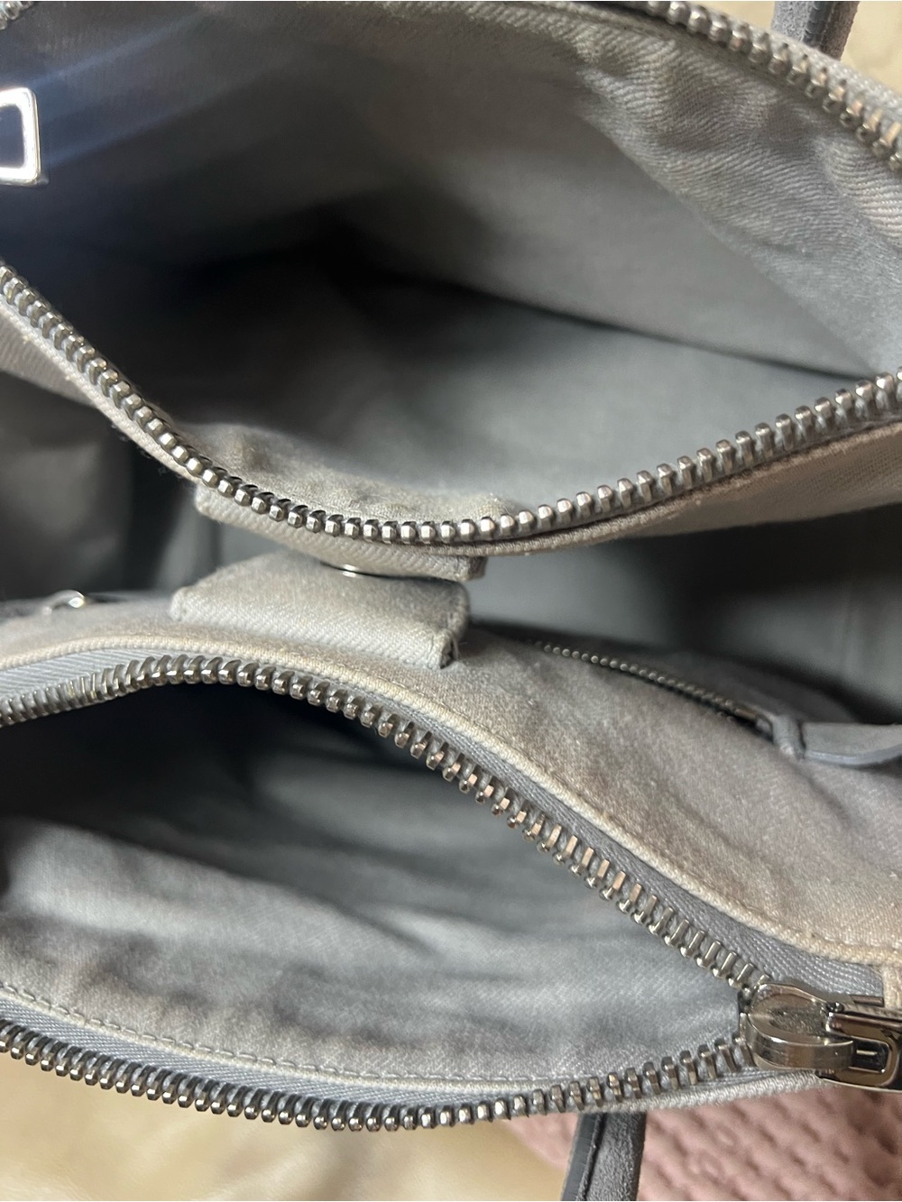 Prada Canapa Studded Crystal Denim Tote Bag Grey Nube B2692H - Picture 14 of 17